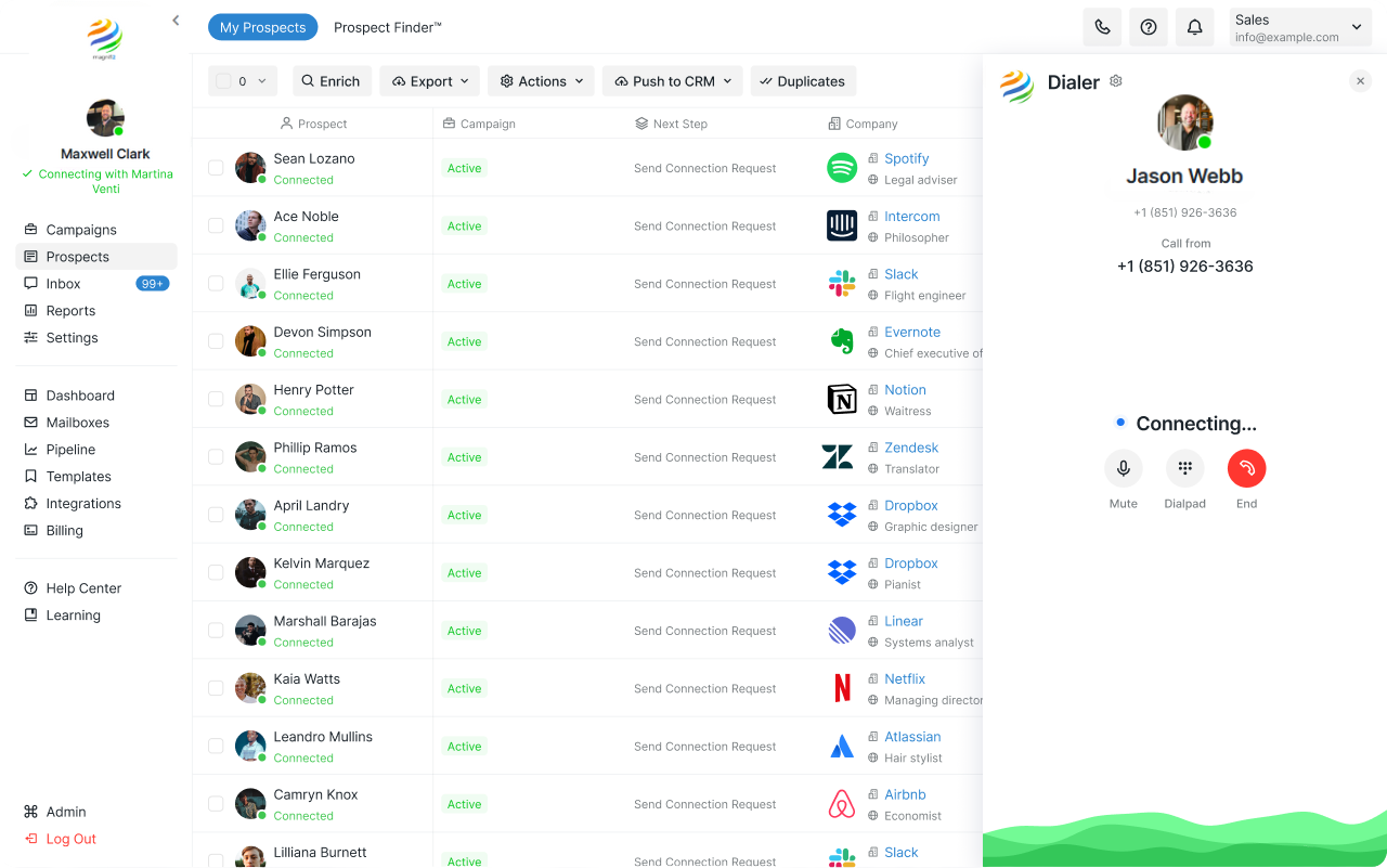 Magnifi2 Sales Engagement Platform Interface